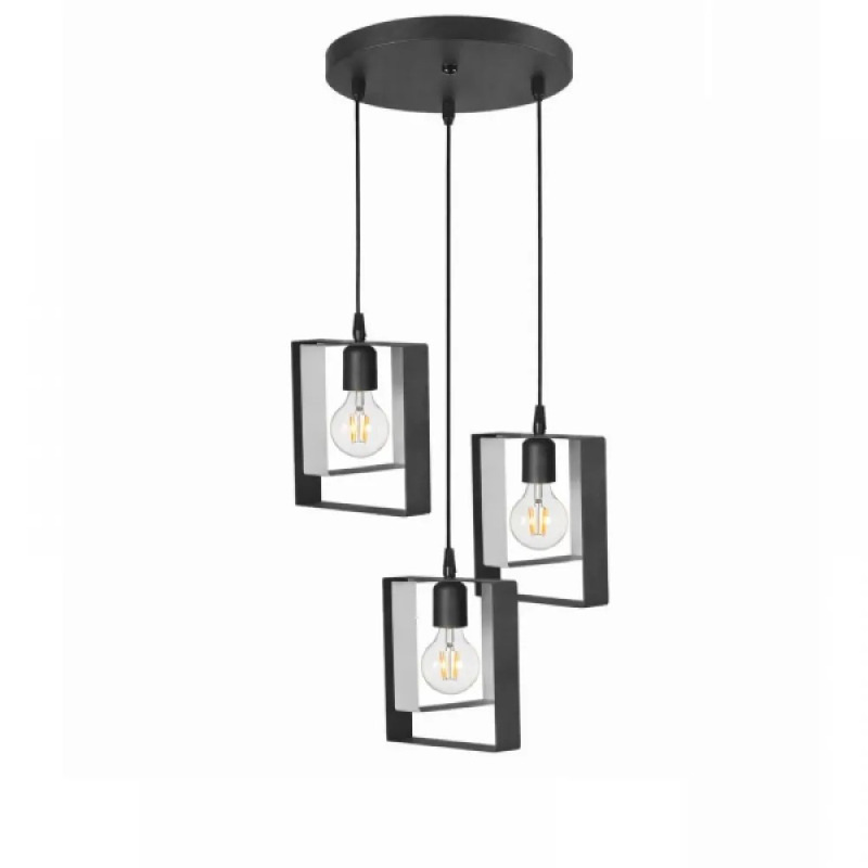 NG Lighting Κρεμαστό Φωτιστικό Οροφής Χειροποίητο Μεταλλικό Μολυβί/Ασημί Τρίφωτο Ε27 40x80cm 2124165